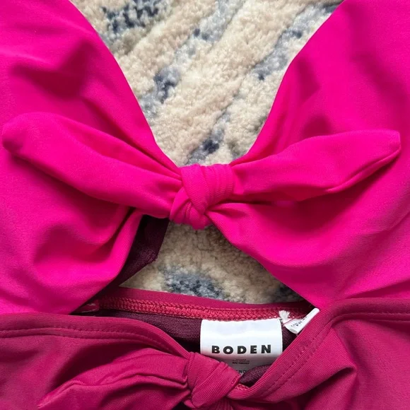Boden tie front swimsuit- One Piece in Pink and Berry shades size 10 - Picture 4 of 5